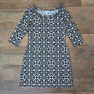 White House Black Market Stretch Dress 3/4 Sleeve Size M